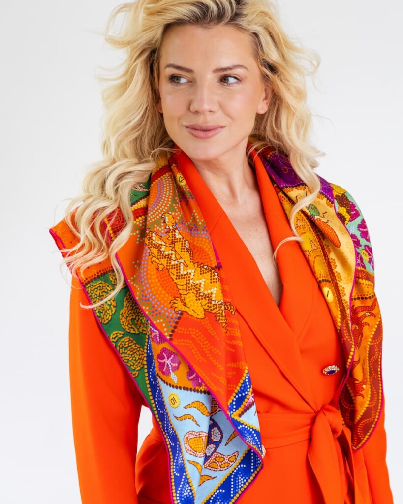 apaszka jedwabna dwustronna fauna spadiora 12