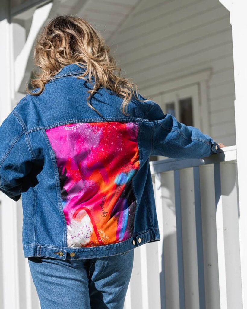 kurtka jeansowa safari kwiaty zodiaku pedzel spadiora 24