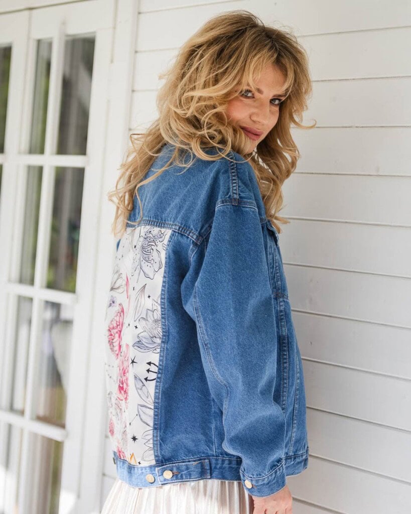 kurtka jeansowa safari kwiaty zodiaku pedzel spadiora 3