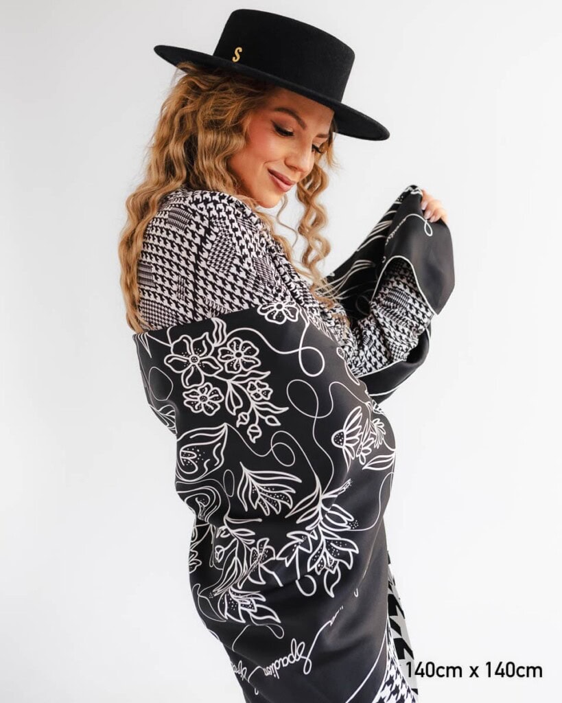 apaszka jedwabna dwustronna feminimal czarna spadiora 14