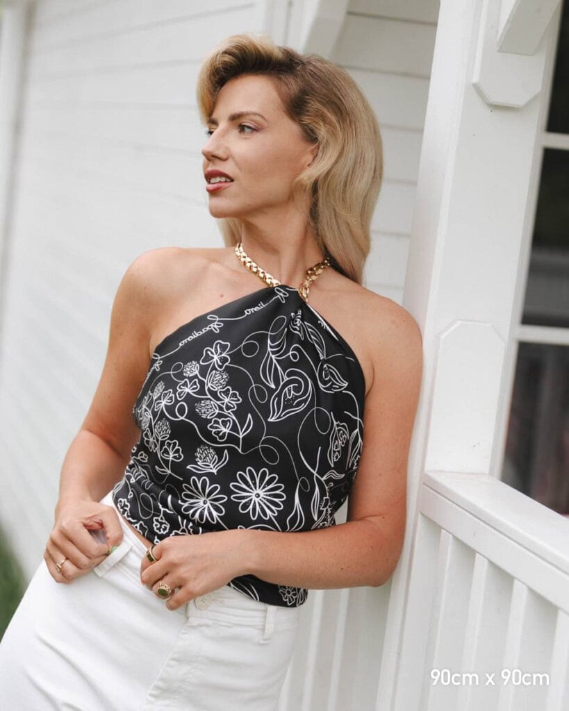 apaszka jedwabna dwustronna feminimal czarna spadiora 3