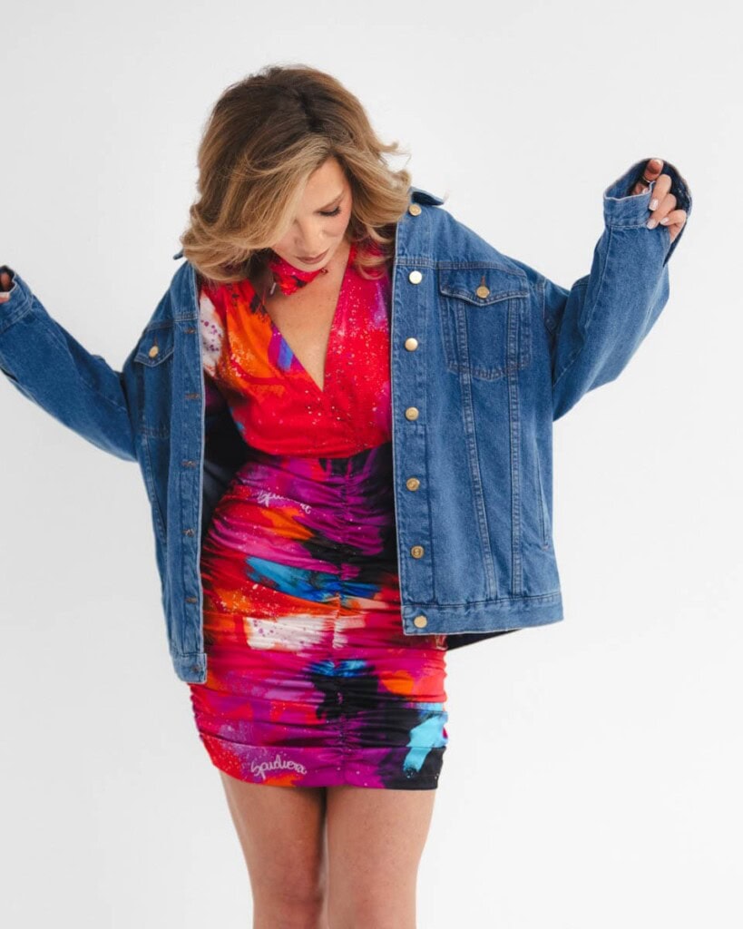 kurtka jeansowa safari kwiaty zodiaku pedzel spadiora 42