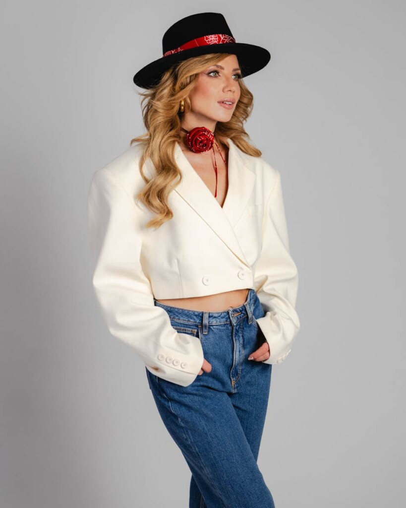 kapelusz damski bando z jedwabna szarfa czarny spadiora 4