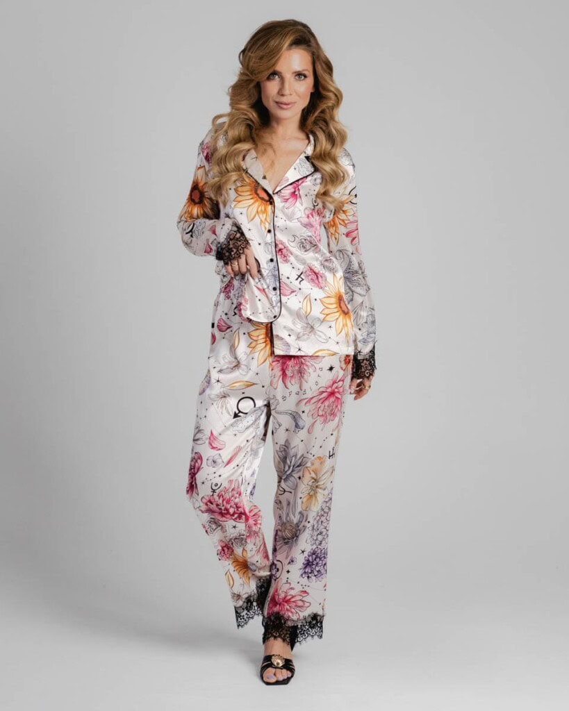 jedwabna pizama senso kwiaty zodiaku zestaw z dlugimi spodniami spadiora 3