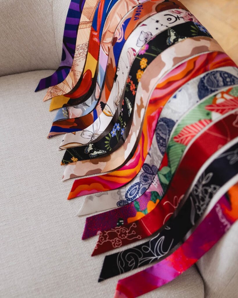 jedwabna szarfa do kapelusza spadiora