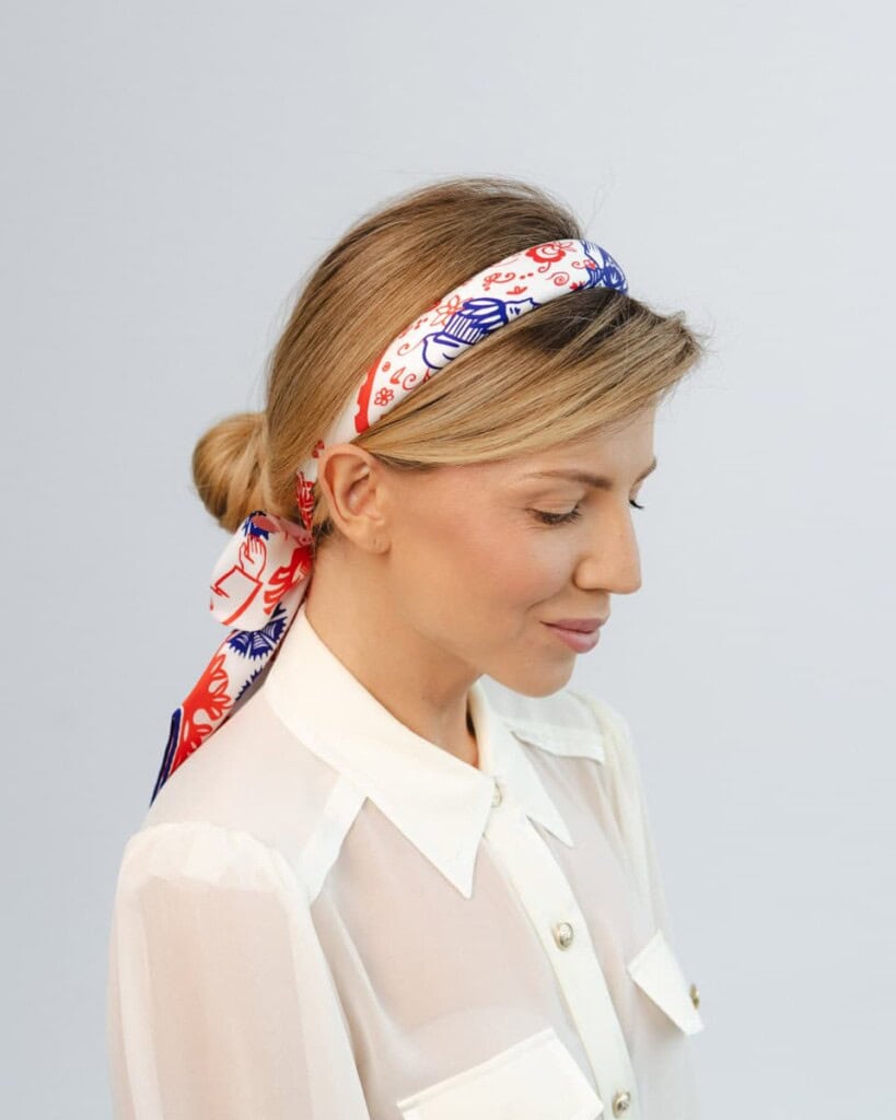 jedwabna opaska z dluga szarfa amoro wiwat spadiora