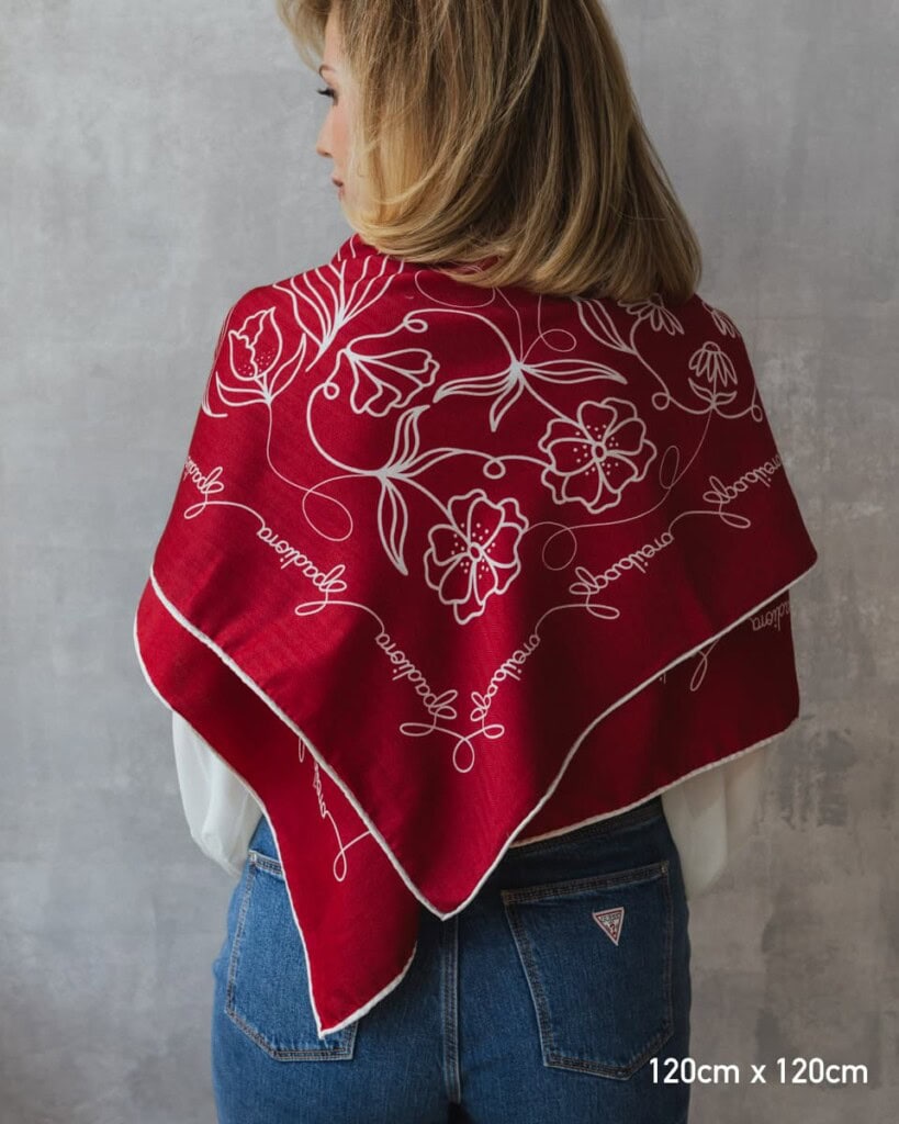 chusta welniano jedwabna dwustronna feminimal bordo spadiora 1