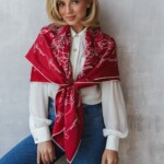 chusta welniano jedwabna dwustronna feminimal bordo spadiora