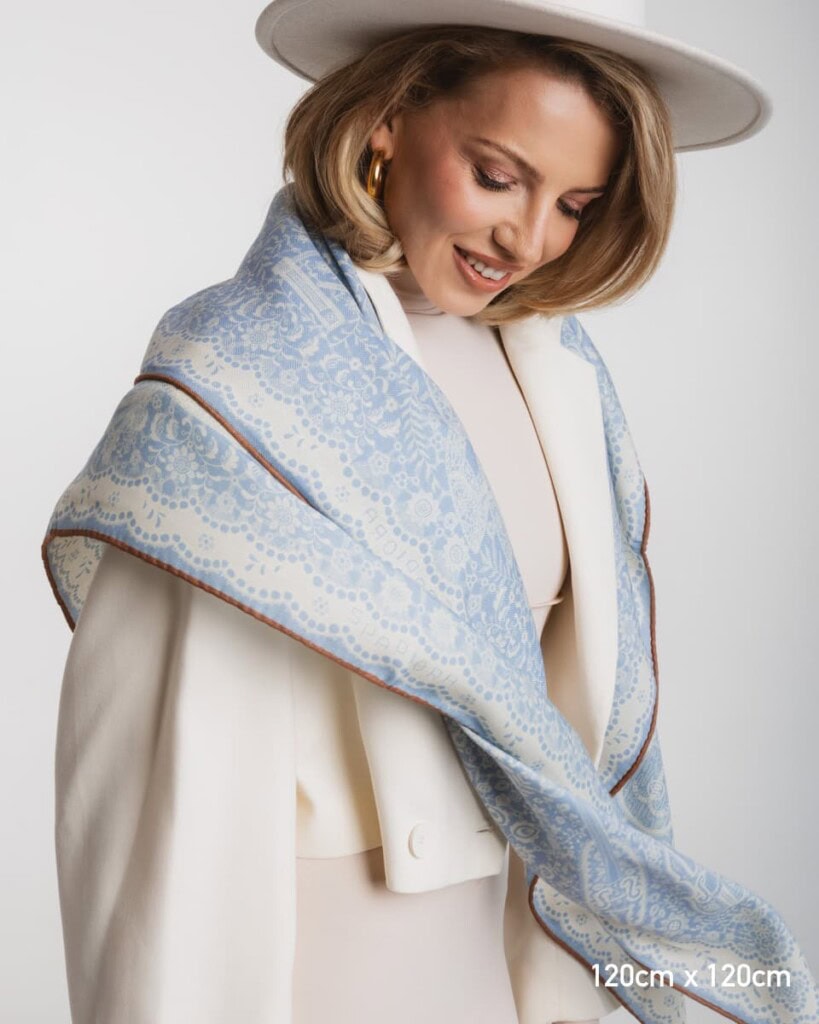 chusta welniano jedwabna dwustronna koronka blawatna spadiora 6