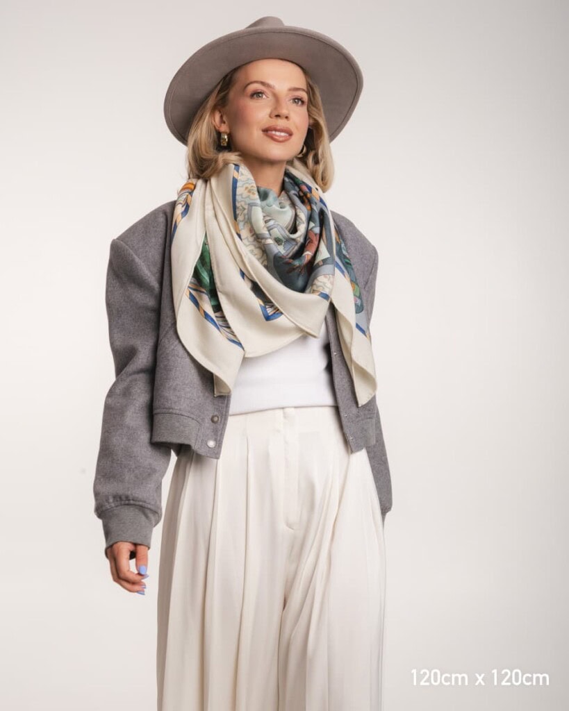 chusta welniano jedwabna dwustronna niebieskie szeptane opowiesci spadiora 1