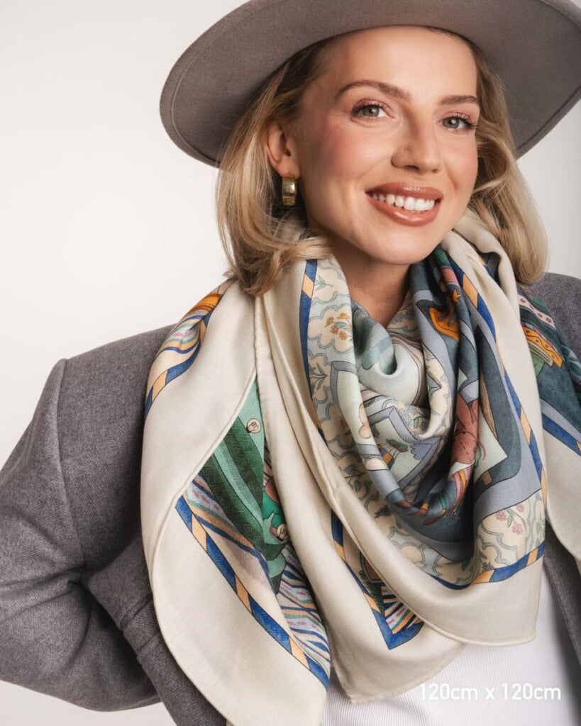 chusta welniano jedwabna dwustronna niebieskie szeptane opowiesci spadiora 5