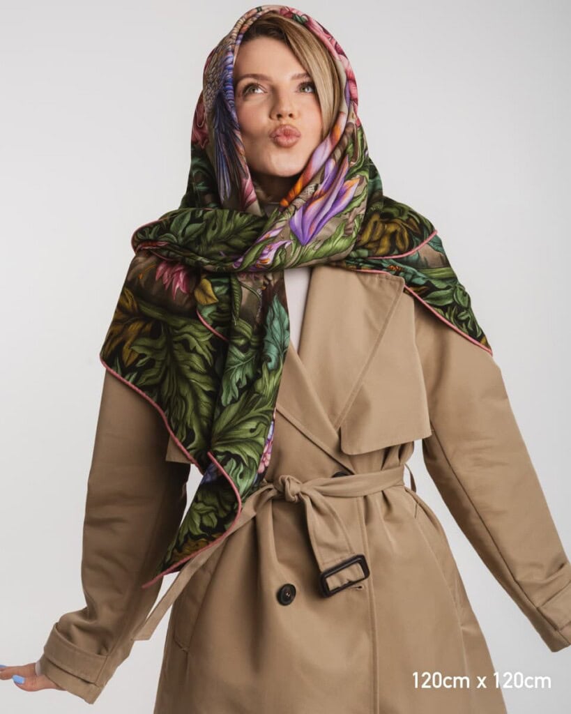 chusta welniano jedwabna dwustronna pomander spadiora