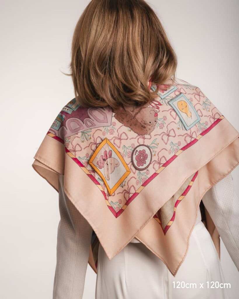 chusta welniano jedwabna dwustronna rozowe szeptane opowiesci spadiora 6