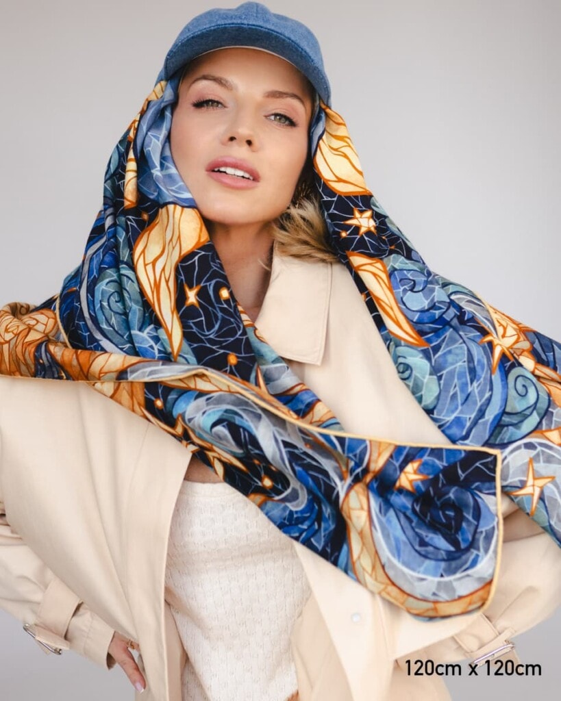 chusta welniano-jedwabna dwustronna-dzien i noc spadiora 1