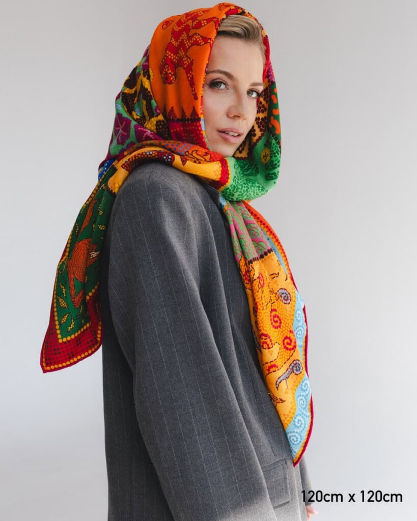 chusta welniano jedwabna dwustronna fauna spadiora 9