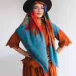 chusta welniano jedwabna dwustronna kwiaty podwodne spadiora 4