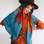 chusta welniano jedwabna dwustronna kwiaty podwodne spadiora 6