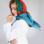 chusta welniano jedwabna dwustronna kwiaty podwodne spadiora 8