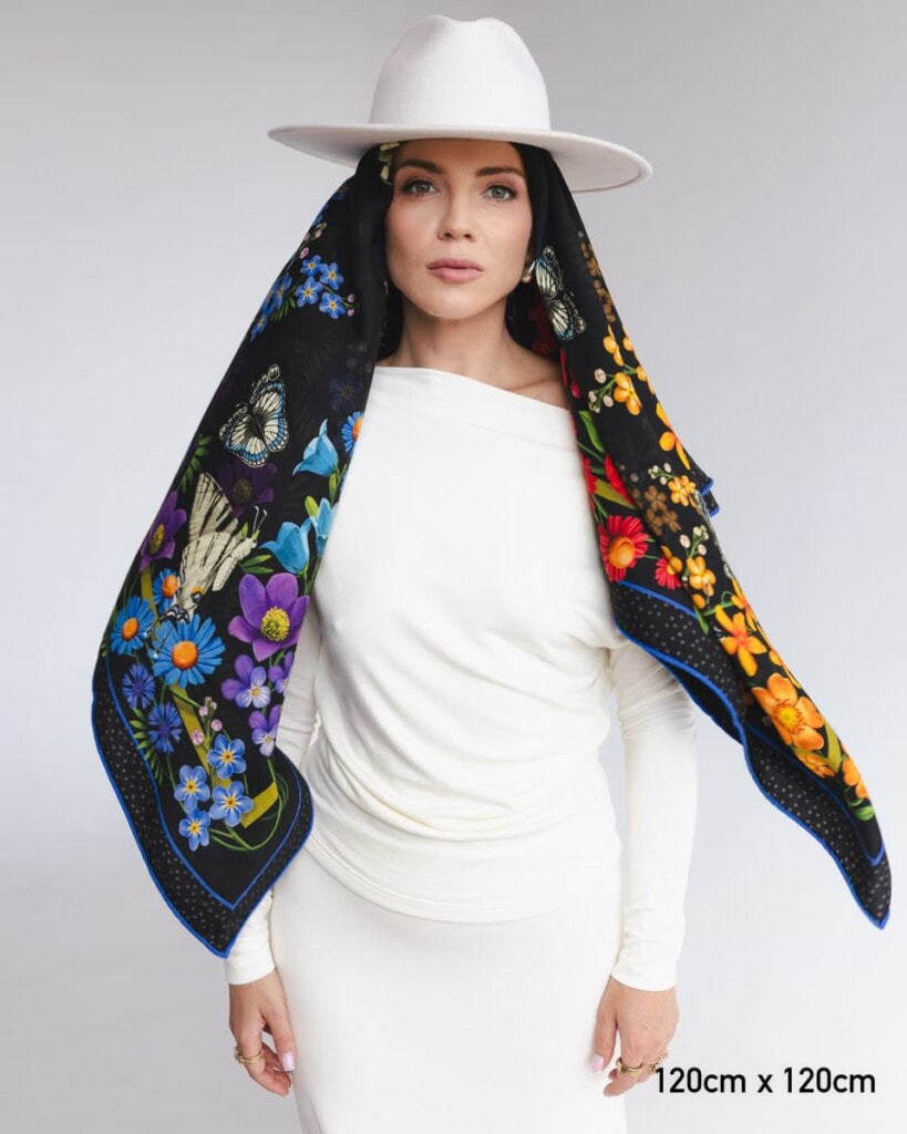 chusta welniano jedwabna dwustronna rozlaka spadiora