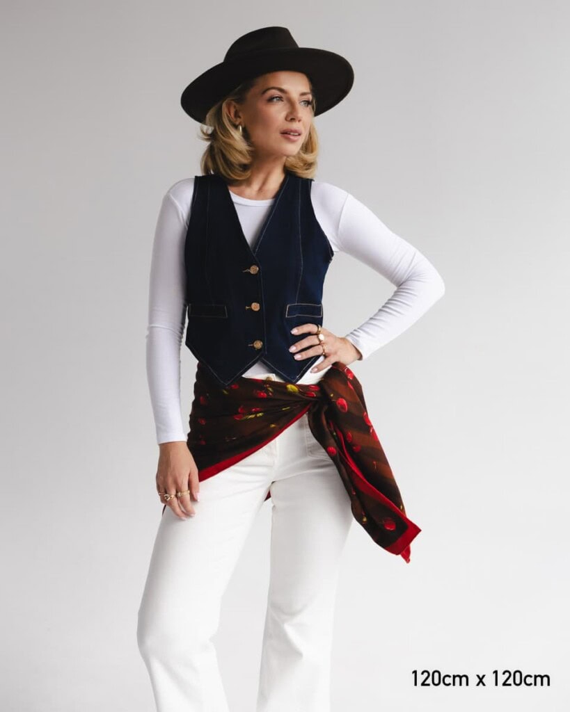 chusta welniano jedwabna dwustronna wisnie spadiora