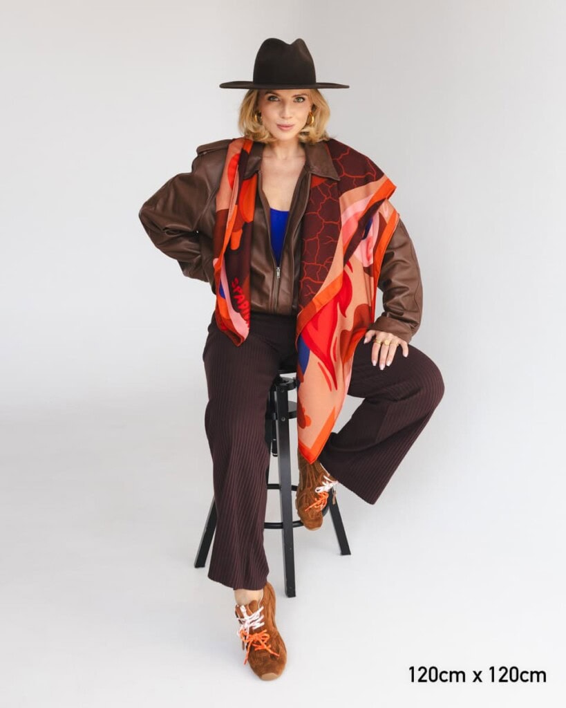 chusta welniano jedwabna dwustronna zywioly spadiora