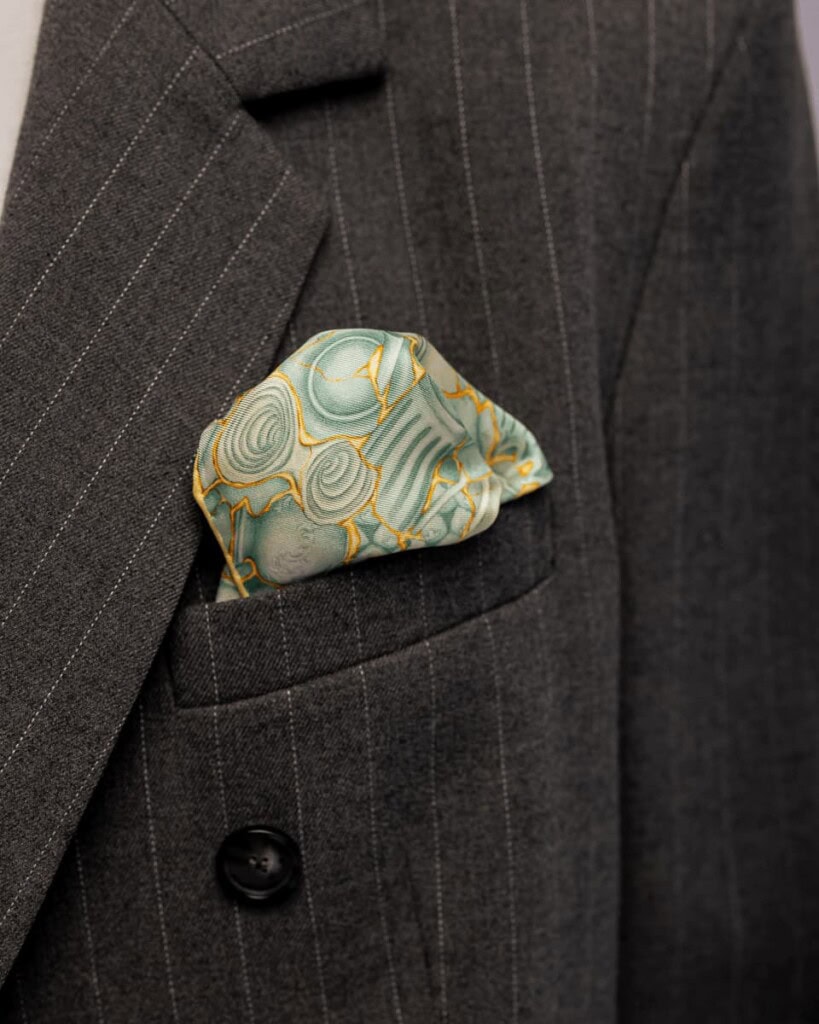 poszetka jedwabna meska dwustronna kintsugi spadiora