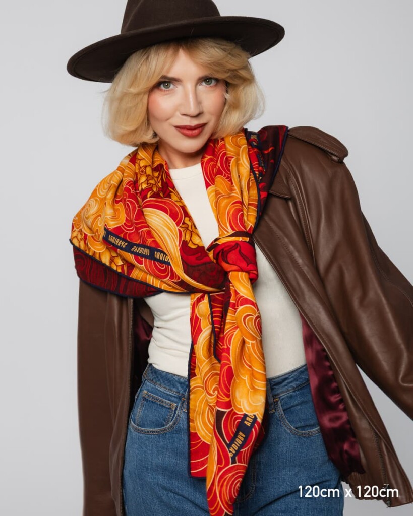 chusta welniano jedwabna dwustronna rok ognistego konia