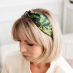 jedwabna opaska do wlosow z supelkiem pomander zielona spadiora 1