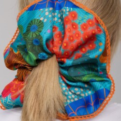 jedwabna gumka scrunchie z koronka akvo kwiaty podwodne spadiora 1