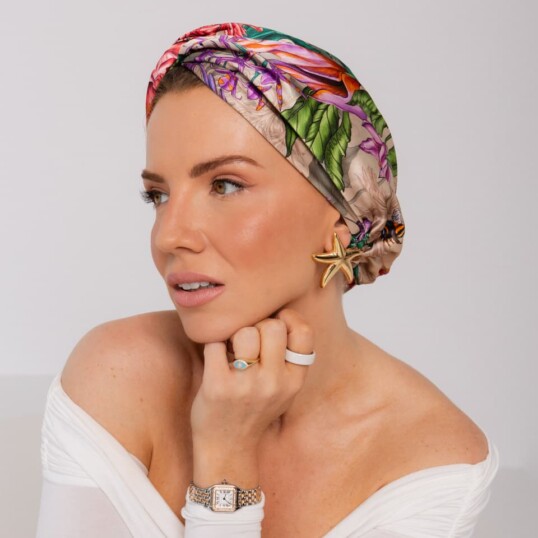 jedwabny turban premium pomander rozowy spadiora 1