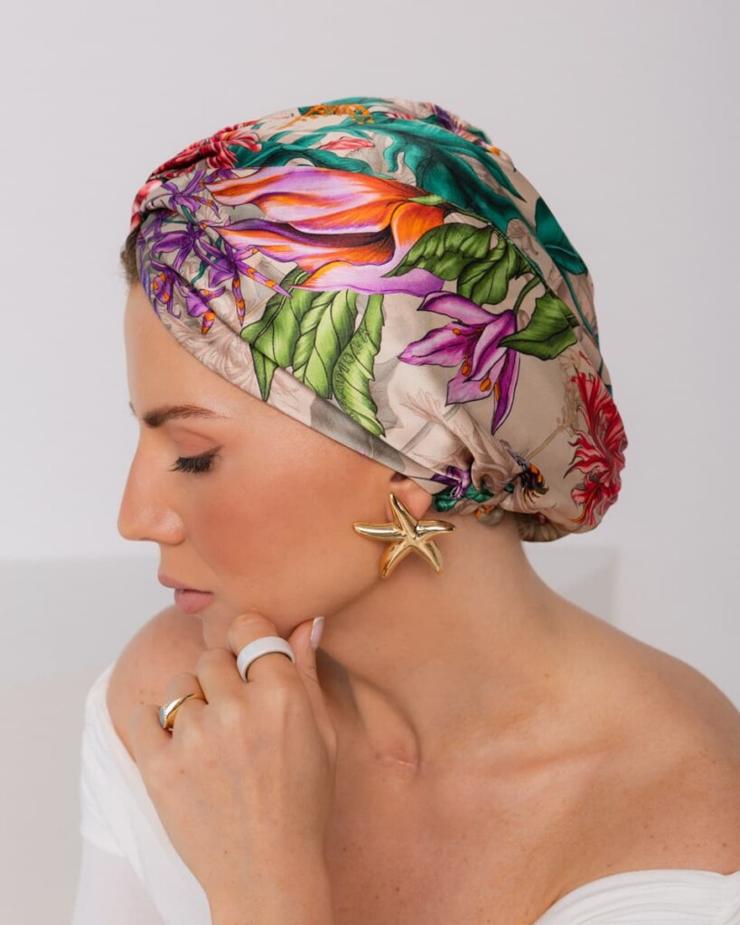jedwabny turban premium pomander rozowy spadiora 3